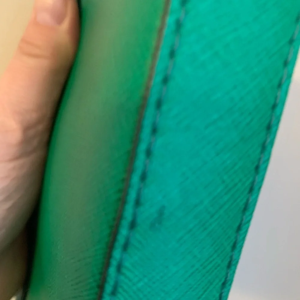Kate Spade Newbury Lane Sally Crossbody Bag Purse Green Leather Stripe Interior